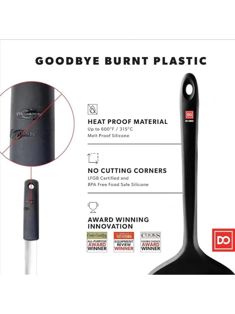 Heat Resistant Silicone Turner Spatula Set - 4-Piece Kitchen Utensils, 600°F